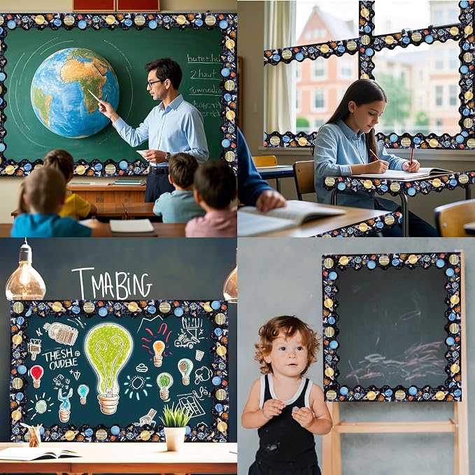 69 Ft Outer Space Border, Galaxy Space Scalloped Trim ，Night Sky Classroom