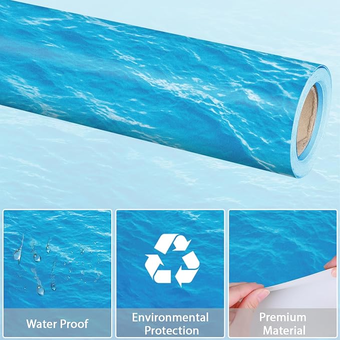 Qyeahkj Ocean Waves Bulletin Board Paper Roll Sea Bulletin Board Background