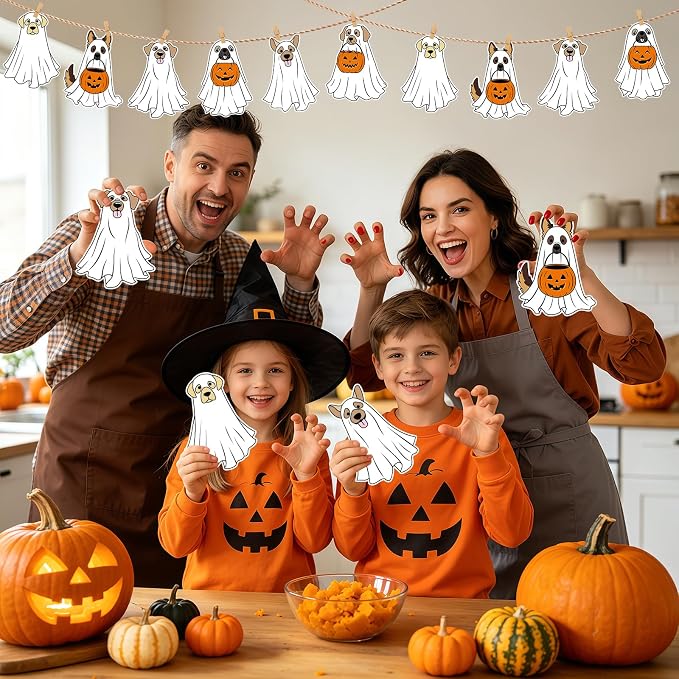 54Pcs Halloween Ghost Cutouts, Classroom Halloween Bulletin Board Paper Cutouts