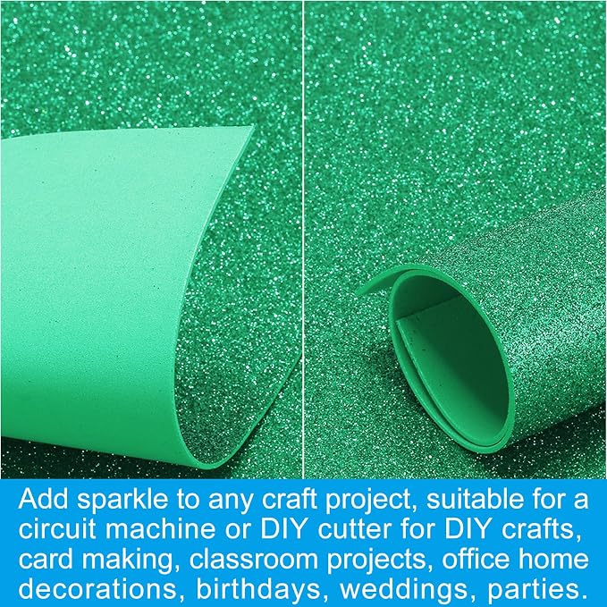 PATIKIL Dark Green Shiny EVA Glitter Foam Sheet 11 x 8 Inch 2mm Thick Sparkle