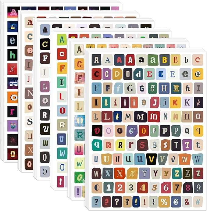 3912 Pcs Letter Stickers for Scrapbook Supplies, Vintage Alphabet Stickers | 36