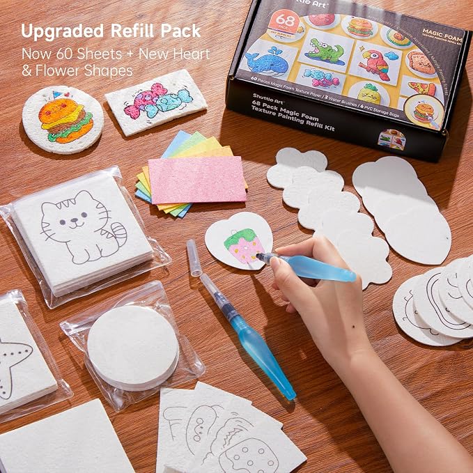 Shuttle Art 68 Pcs Magic Foam Texture Painting Refill Paper Kit
