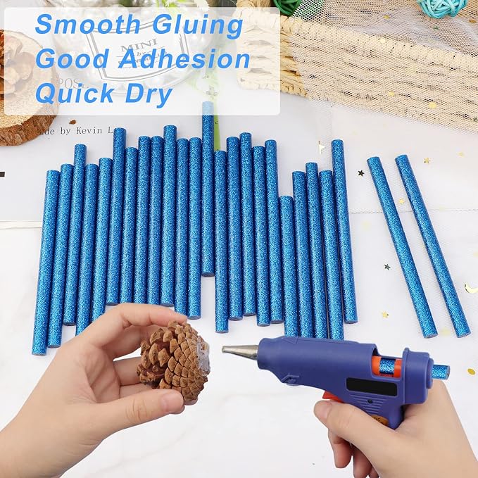 Manarty Glitter Sapphire Blue Hot Glue Stick, Adhesive EVA Glue Sticks