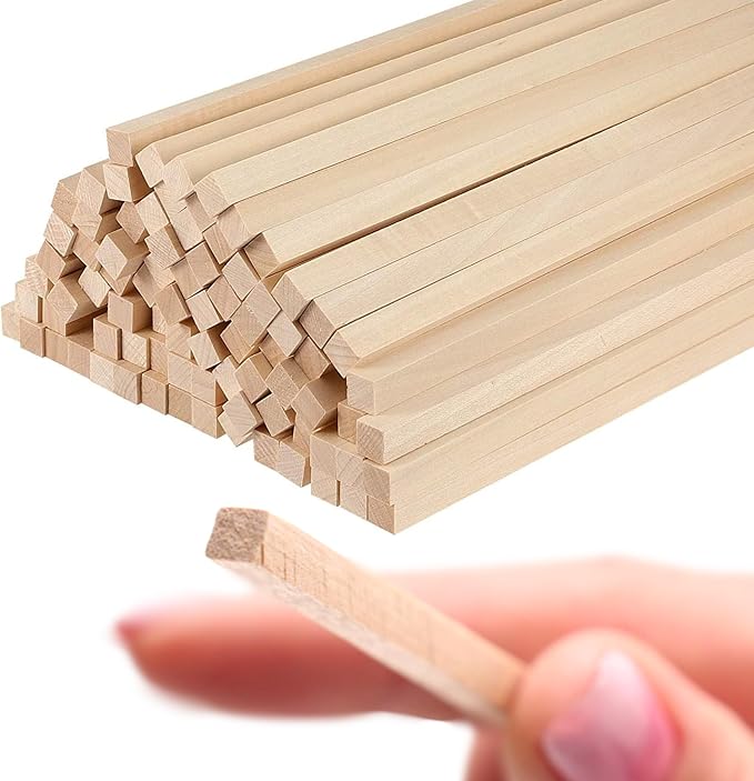 40PCS Square Basswood Dowel Rods 12 Inch – Unfinished Wood Dowels 1/4 Inch x 12