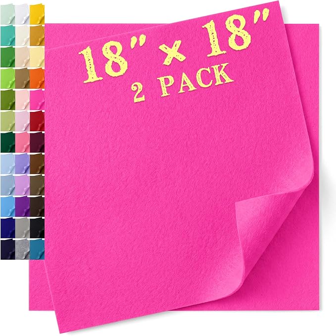 Felt Fabric Sheet 18 x 18 Inch, 1.6mm Thick | Soft and Flexible Nonwoven
