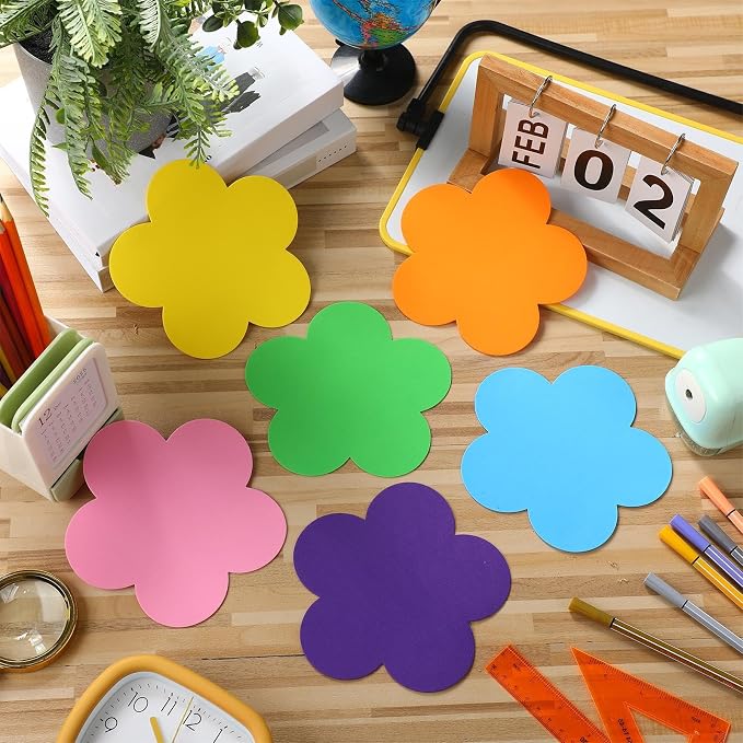 Ireer 48 Pcs Large Foam Flower Cutouts 6 Inch Colorful Bulletin Board