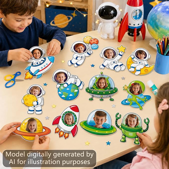 120pcs Outer Space Theme Cutouts Back to School Bulletin Board Decorations