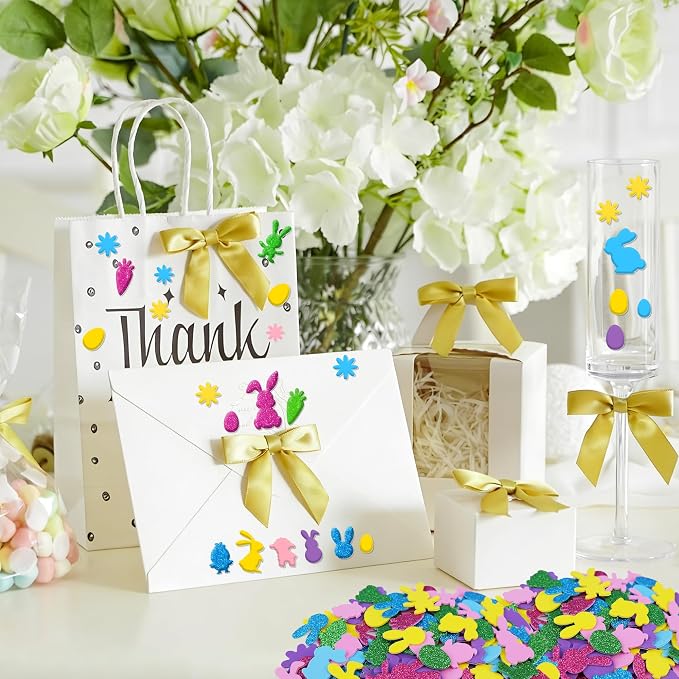 Foam Stickers, 7 Sheets 3D Glitter Foam Easter Stickers