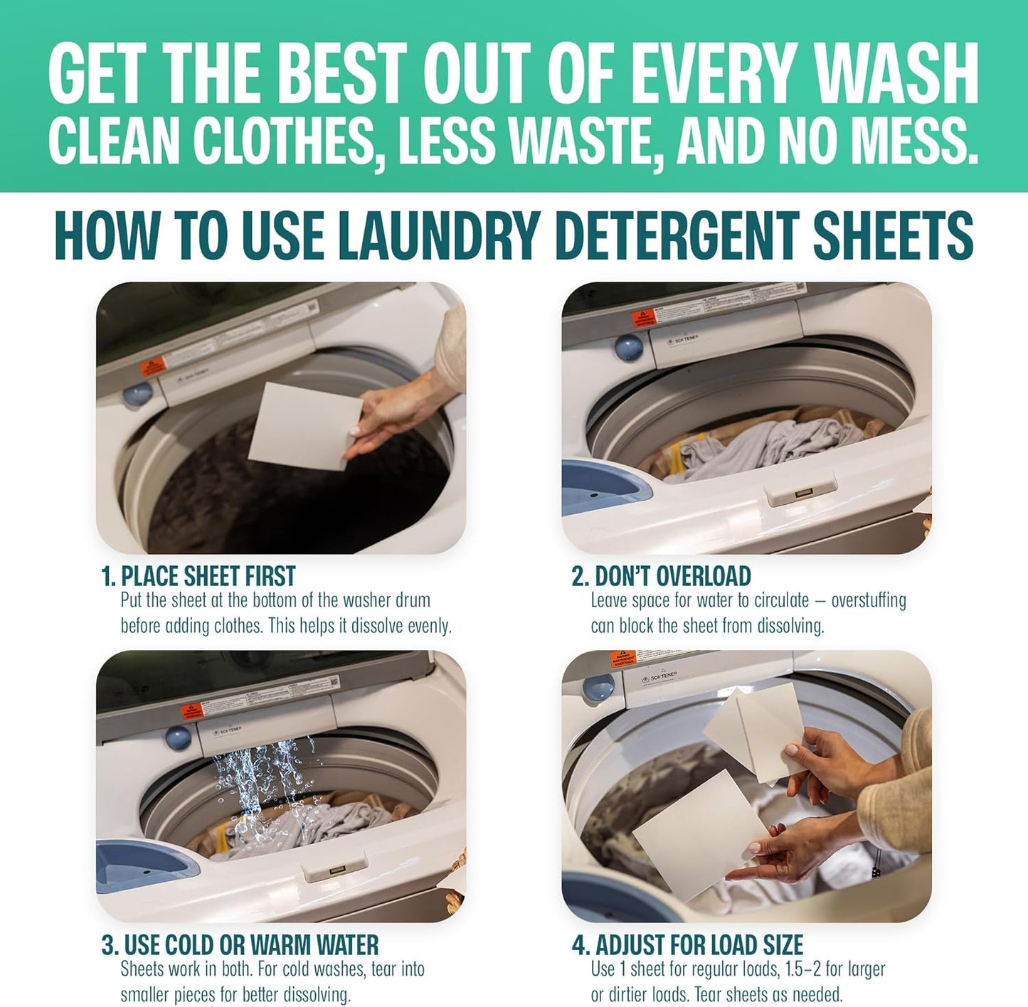 Sudstainables Laundry Detergent Sheets 60 Loads – Dissolvable Laundry Sheet for Washing Machines, Compact Alternative to Liquid & Powder Detergent, Travel-Friendly Soap | Lemon