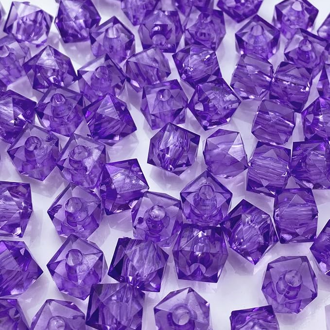 200pcs 10mm Acrylic Cube Faceted Beads Colorful Square Plastic Spacer Beads