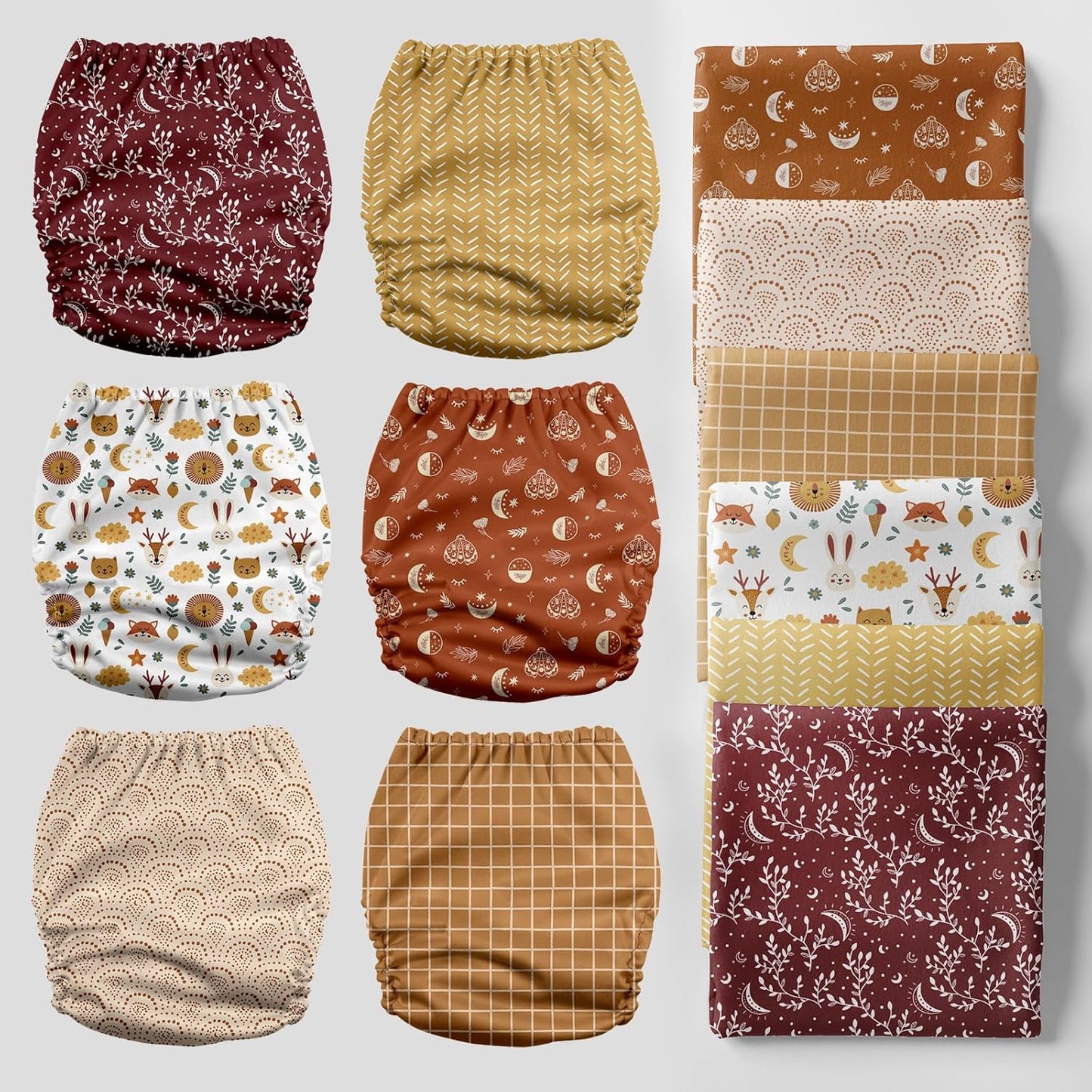 Mama Koala 3.0 Pocket Cloth Diapers for Babies with AWJ Lining, 6 Pack with 6 4-Layer Natural Cloth Diaper Inserts - Reusable and Washable Pocket Diapers(Lucky Colors)
