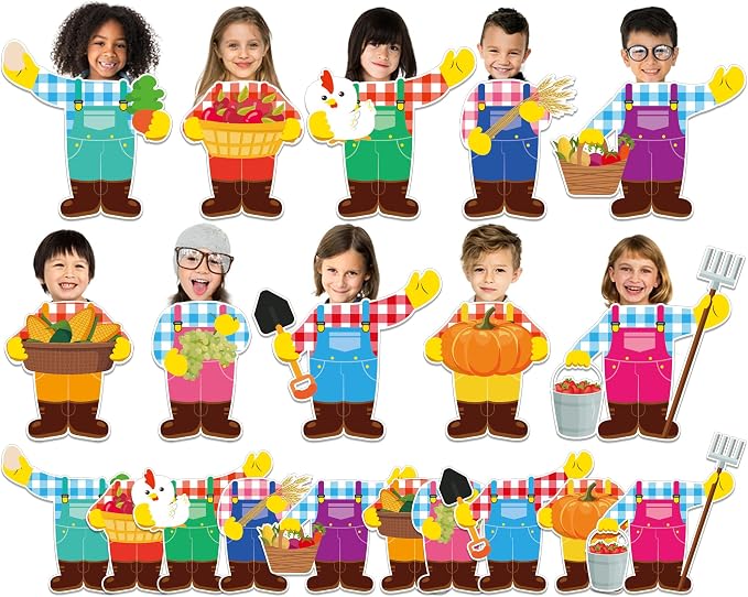 gisgfim 80Pcs Farm Animal Farmer Cutouts Back to School Decorations Bulletin