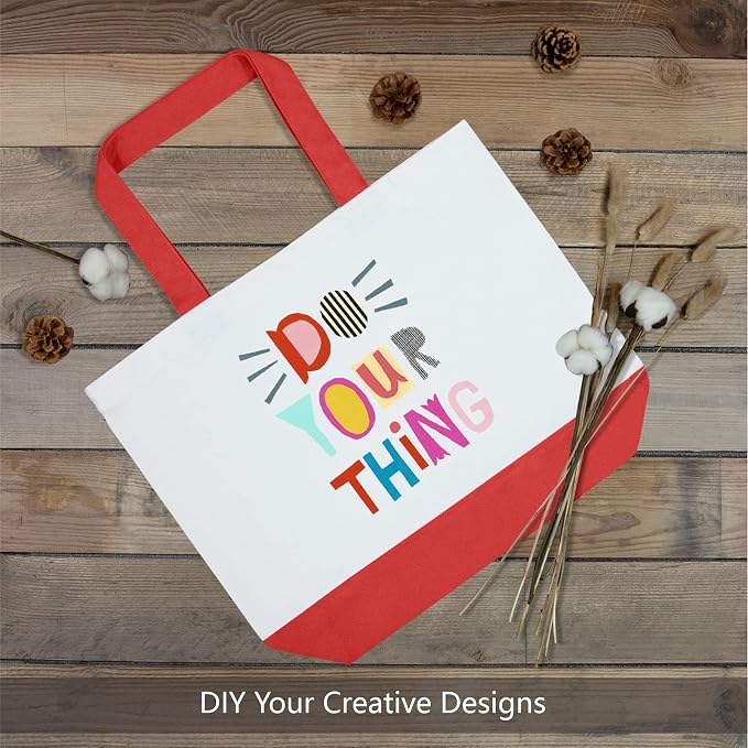 TOPDesign 3-Pack Super Strong Large 12oz Cotton Canvas Tote Bags, Reusable