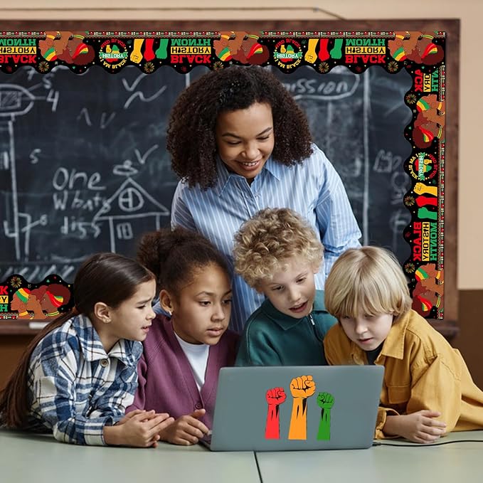 69 Feet Black History Month Bulletin Board Scalloped Kente Borders Classroom