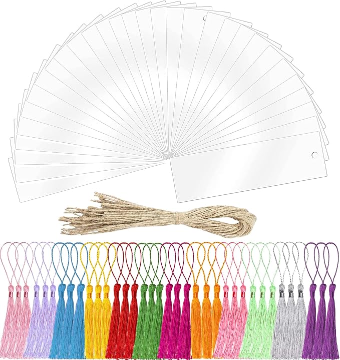 Acrylic Blank Bookmark, BetterJonny 30Pcs Clear Craft Book Markers