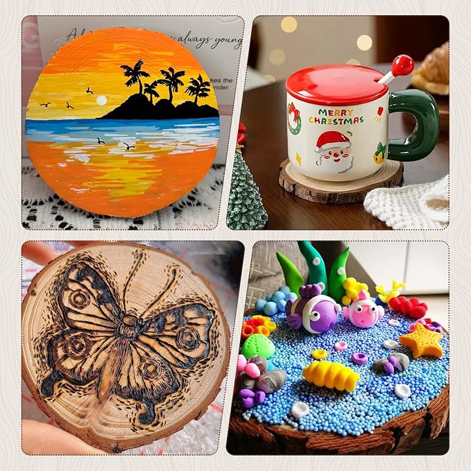 FSWCCK 10 PCS Unfinished Wood Slices
