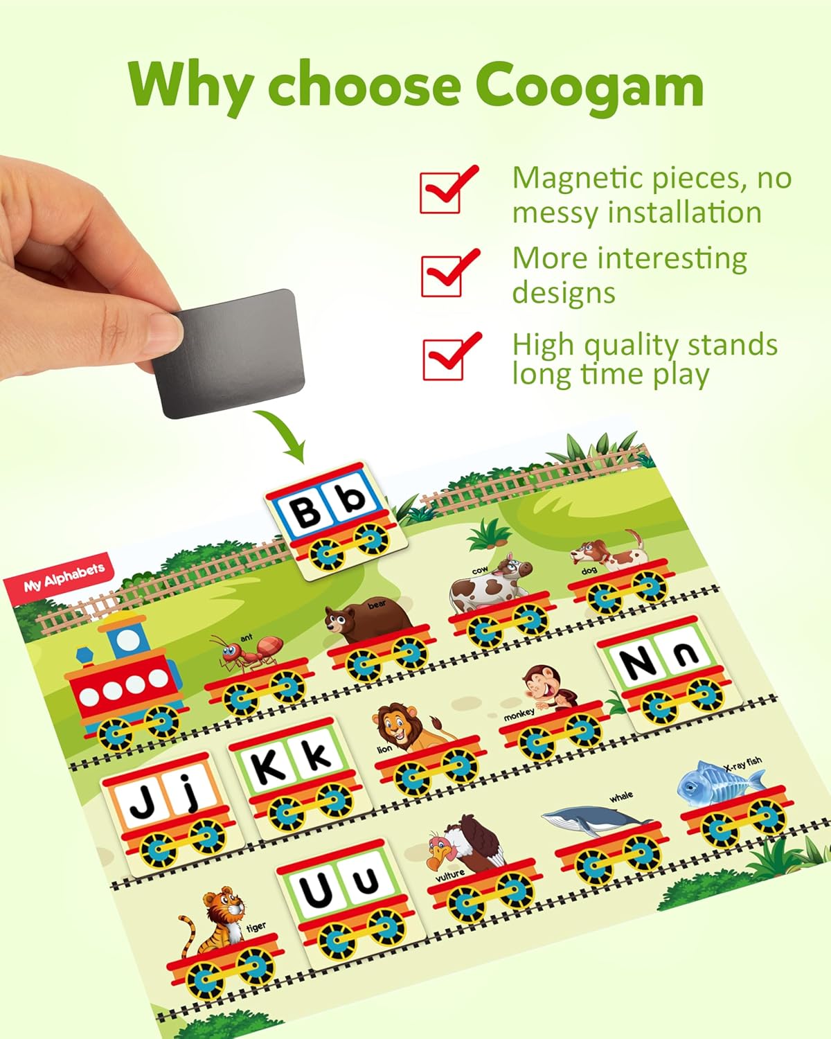 Coogam Preschool Magnetic Busy Book, 9 Themed Stickers Toys Fine Motor Skills Learning Binder Quiet Book Montessori Toys for Kids Toddlers Home Kindergarten