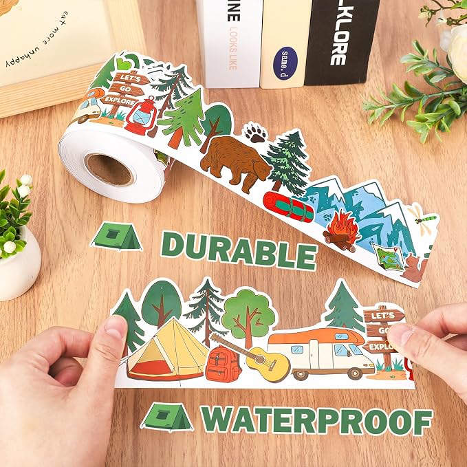 FYSUIMU 65.6 Ft Camping Hiking Bulletin Board Border Back to School Tent Fire