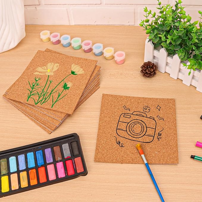 80 PCS Self Adhesive Cork Squares, 5.91 x 5.91 Inch Backing Cork Tiles and Cork