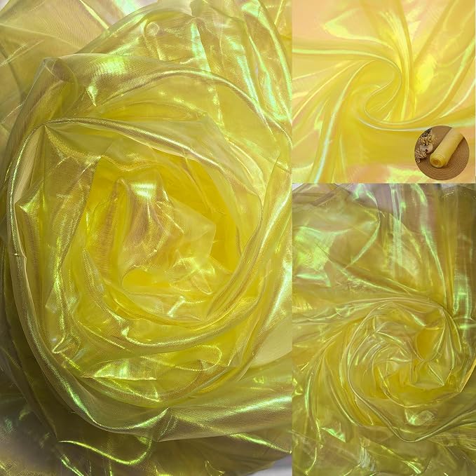 Yellow Iridescent Organza Fabric