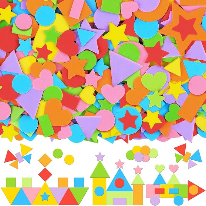 3240Pcs Foam Stickers Foam Shape Stickers Colorful Self Adhesive, 8 Colors