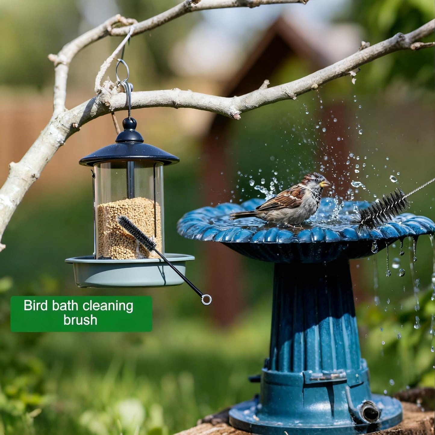 10-Piece Heavy-Duty Scrub Brushes Set with Bird Bath Scrubber and Crevice Tools for Outdoor, Kitchen, Bathroom, Tire & Wheel(Yellow)