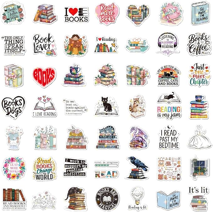 Glitter Reading Stickers for Bookish Adults, Reading Rewards for Students