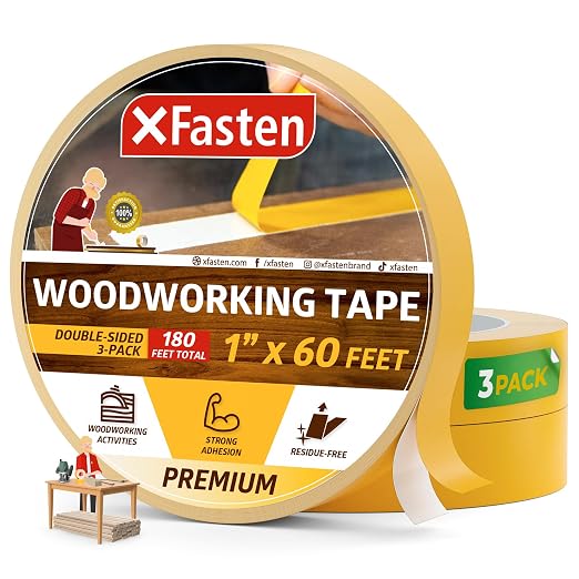 XFasten Double Sided Woodworking Tape 1 Inch x 180
