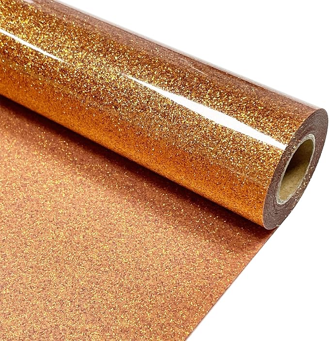 Orange Glitter Heat Transfer Vinyl 12" x 8 ft HTV