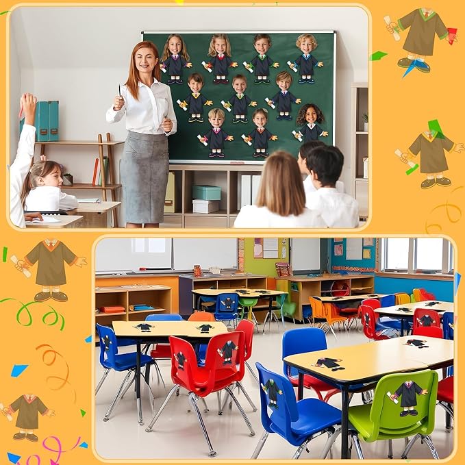 gisgfim 80Pcs Graduation Gown Cutouts Graduation Bulletin Board Decorations