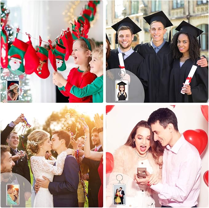 Yaomiao Acrylic Photo Frame Keychain Holder Photo Picture Insert Blank Keyring