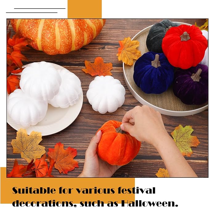 Lenwen 24 Pcs Fall White Foam Pumpkins