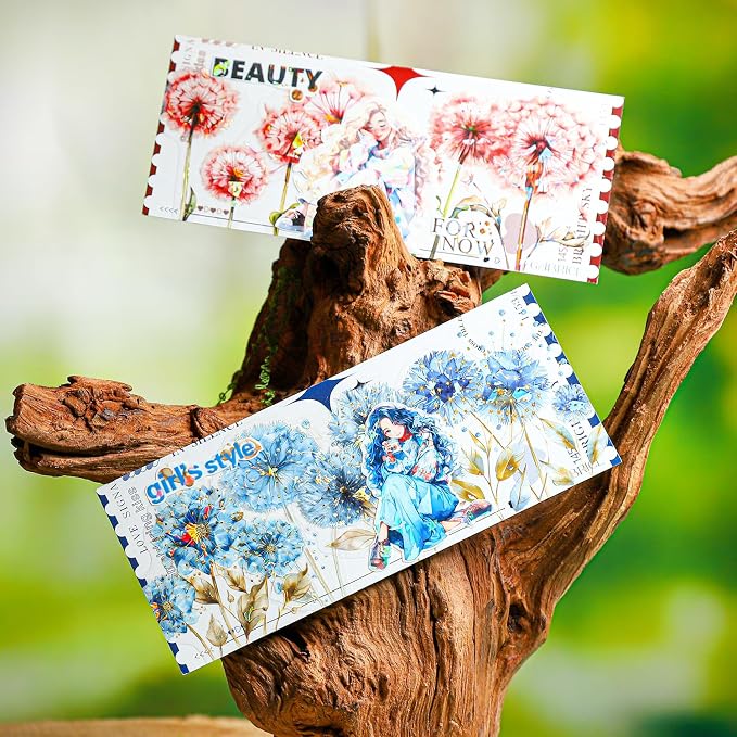 Dandelion Floral PET Stickers Set, Journaling, DIY Crafts, and Art Supplies