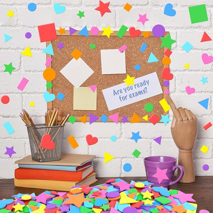 3240Pcs Foam Stickers Foam Shape Stickers Colorful Self Adhesive, 8 Colors
