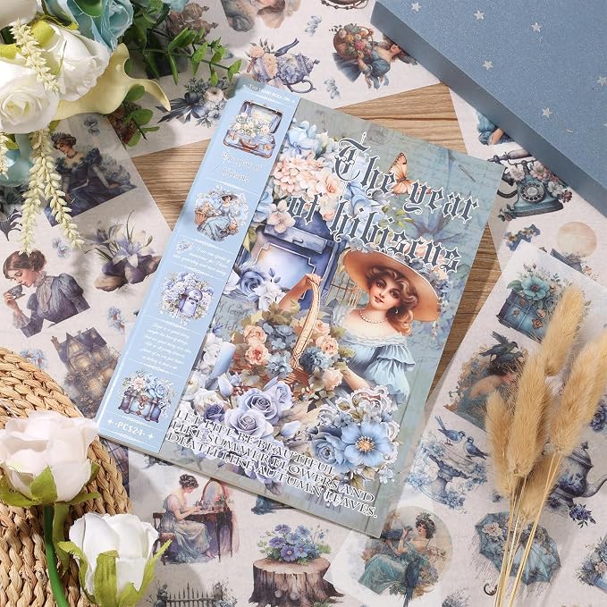 Vintage Ephemera Sticker 24 Sheets precut 300 washi Stickers Paper Journal