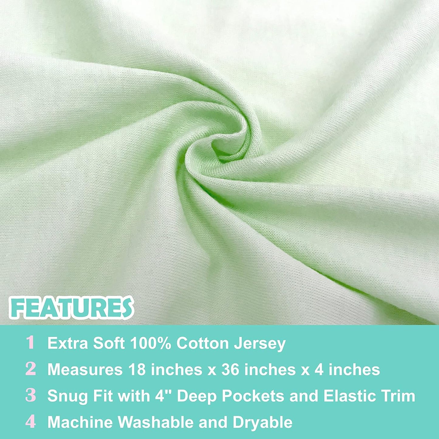 American Baby Company 2 Pack 100% Cotton Knit Fitted 18" x 36" Cradle/Bassinet Sheet - Compatible with Mika Micky Bassinet, Celery, Soft Breathable, for Boys and Girls
