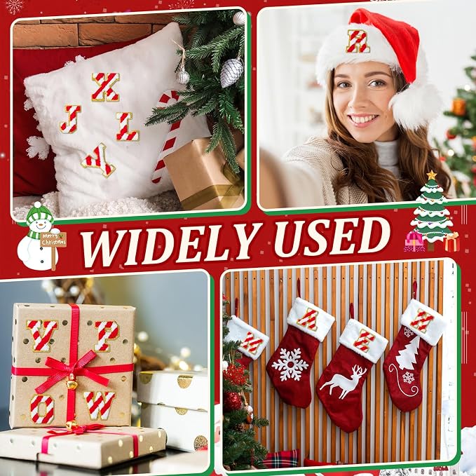 WILLBOND 52 Pcs Christmas Alphabet Patches 2.2 Inch Self Adhesive Letter
