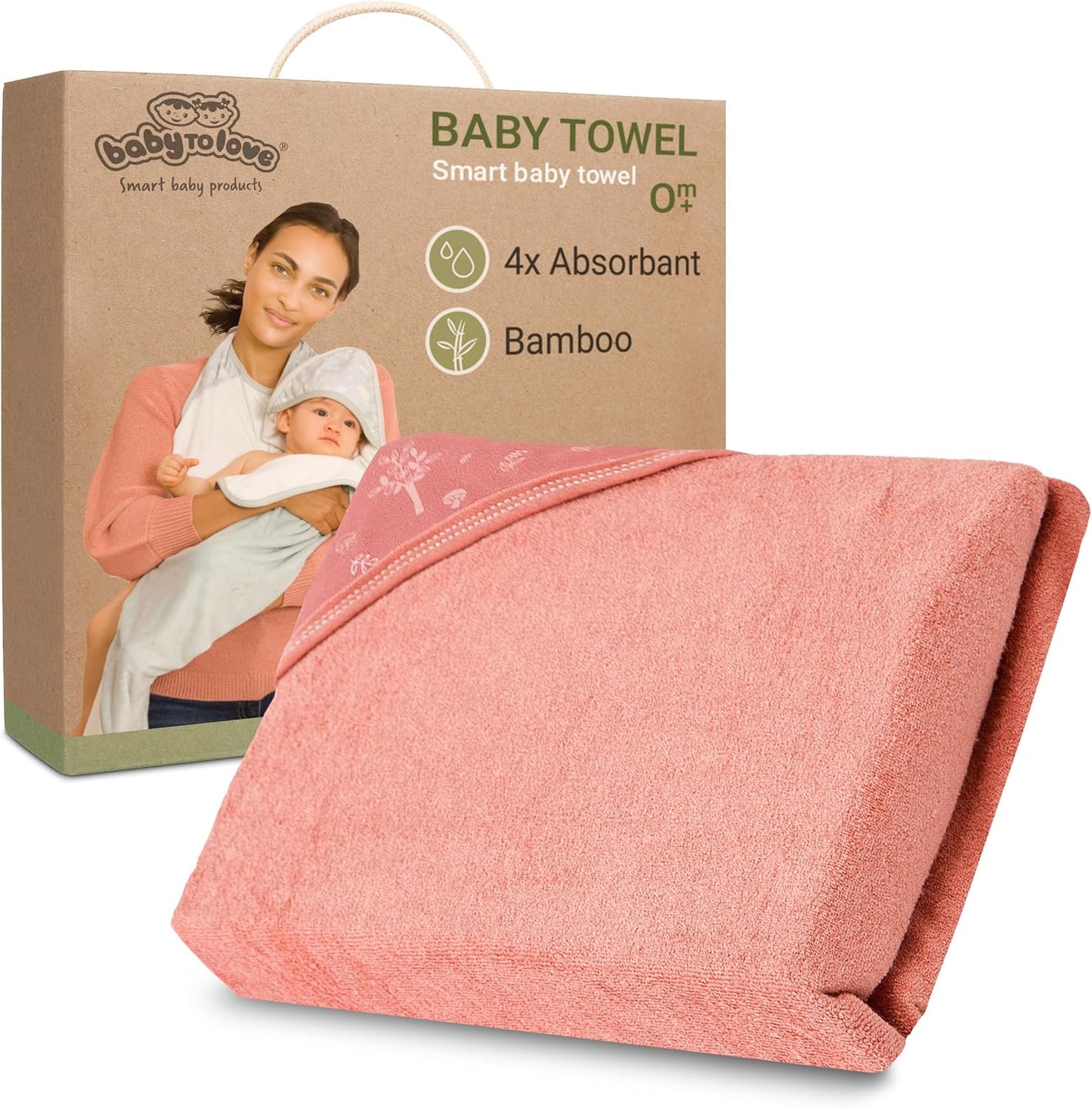 BabyToLove Extra Large Smart Baby Towel | Rayon Hooded Towel for Toddlers | Absorbent Design for Dry Parents | Ultra Soft & Cozy | Pink Forest