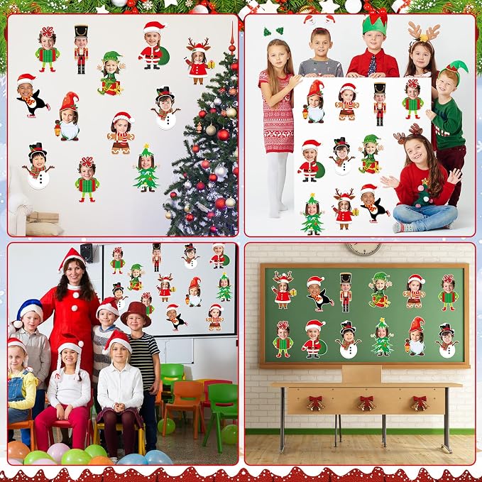 60pcs Christmas Theme Cutouts Xmas Holiday Bulletin Board Decorations Xmas