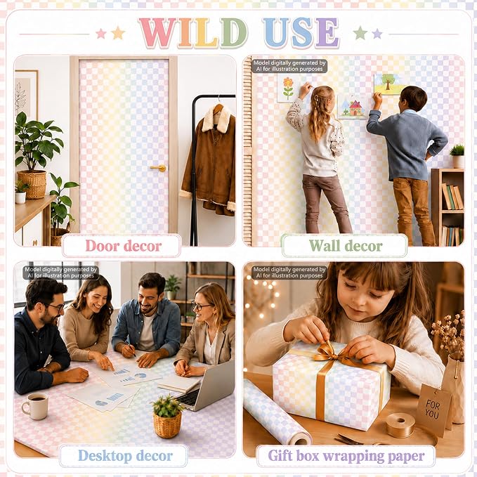 Colorful Checkered Bulletin Board Roll Non-Woven Fabric Poster 16in X 20ft |