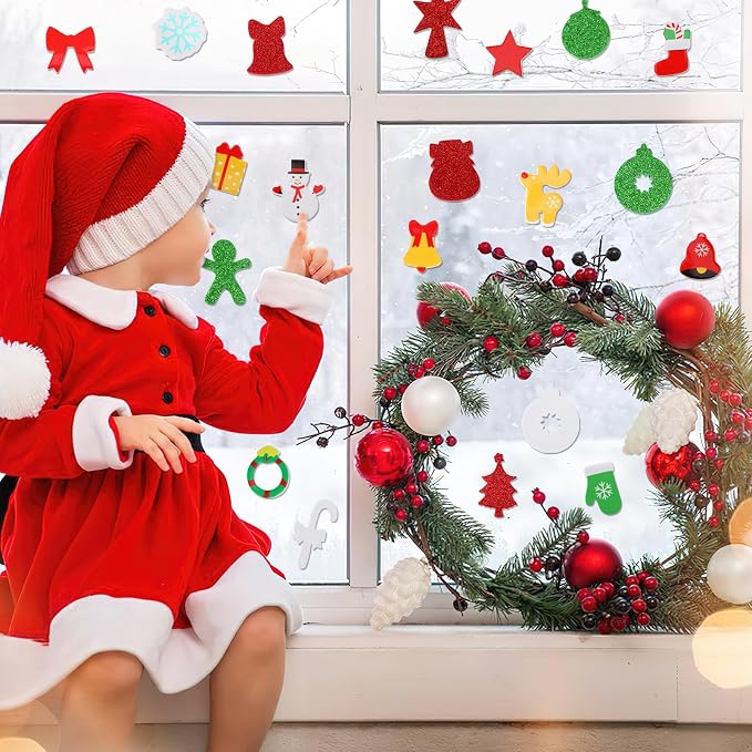 SEPGLITTER 600Pcs Christmas Foam Sticker Xmas Glitter Self Adhesive Sticker |