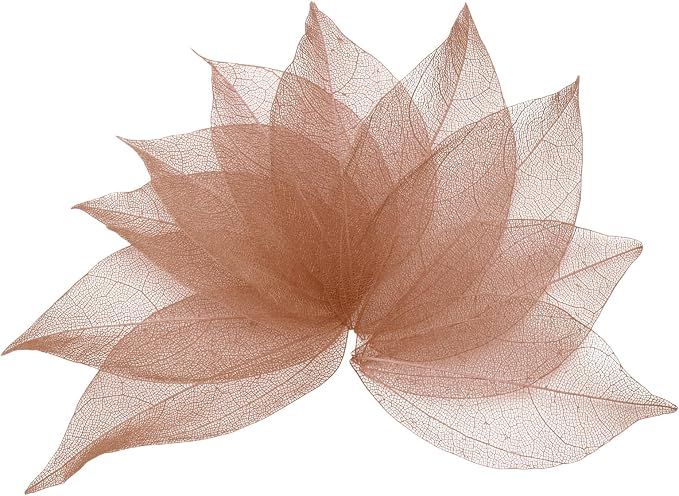 uxcell 100 Pcs Dark Coffee Skeleton Leaves