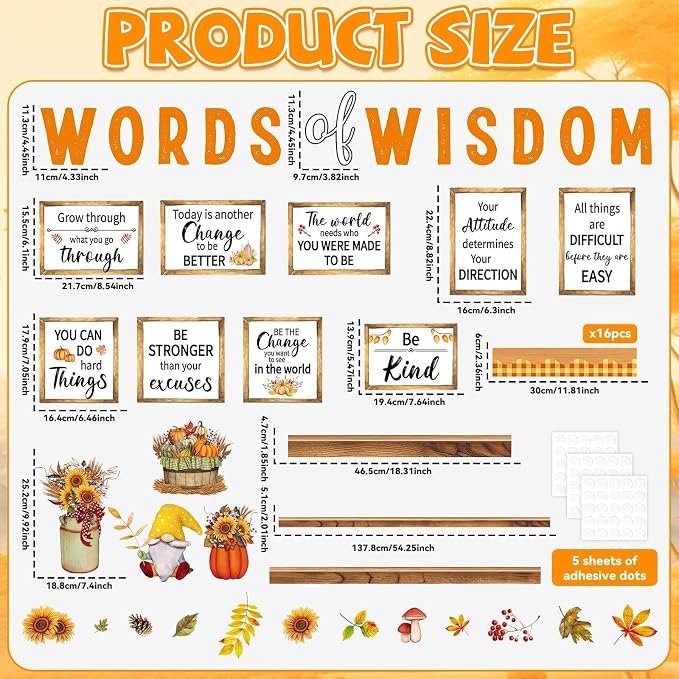 Fall Thanksgiving Bulletin Board Set Bookshelf Words of Wisdom Bulletin Board
