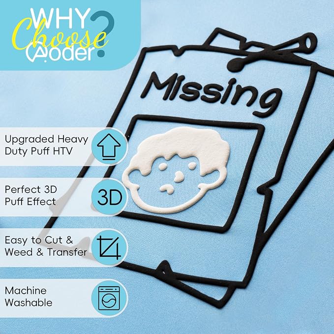Aoder White Heavy Duty Puff Vinyl Heat Transfer