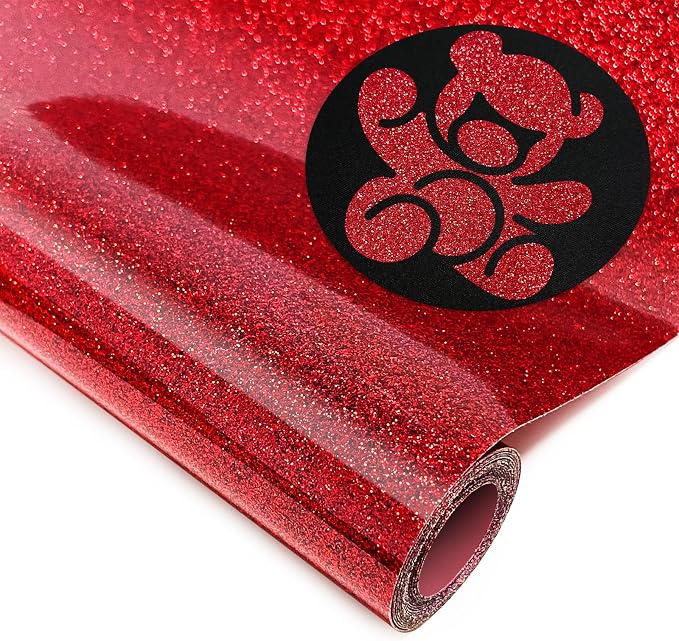 DUEUIOE Red Glitter HTV Heat Transfer Vinyl Roll
