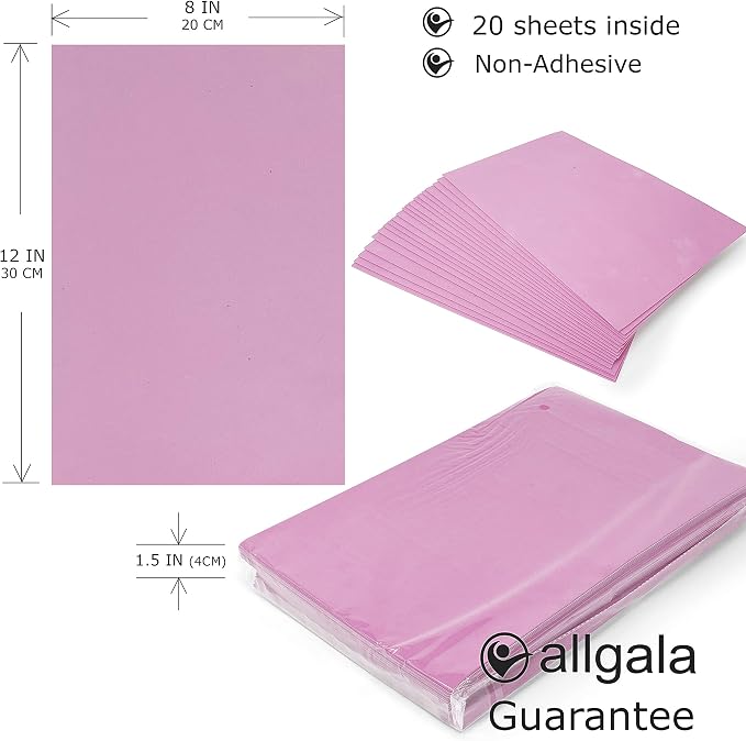 Allgala 20-Value-Pack EVA Foam Paper 8x12 Inch Sheets-Pink-CF85308