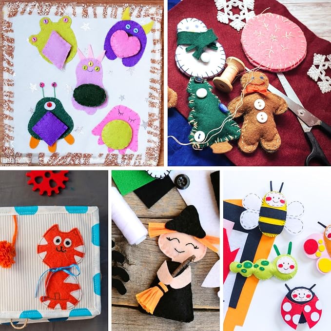 12" x 12" Squares Felt Sheets Fabric, 1mm Thick Halloween Christmas Fabric Fall