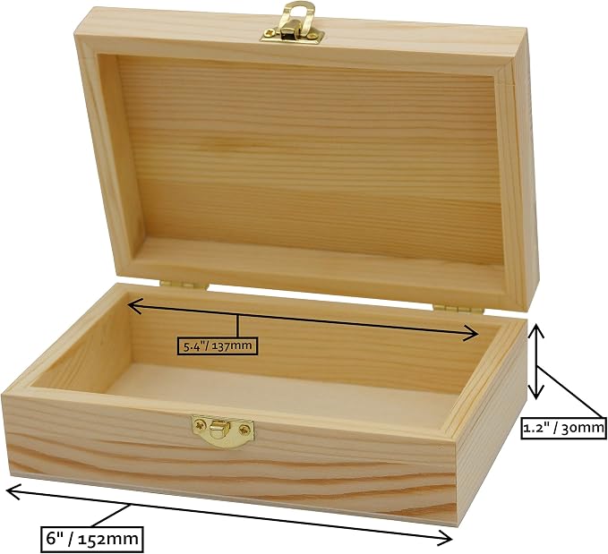 Creative Hobbies Unfinished Wood Craft Box – Light Unfinished Wood