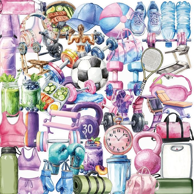 50Pcs Aesthetic Fitness Stickers, Waterproof Vinyl Workout Equipment