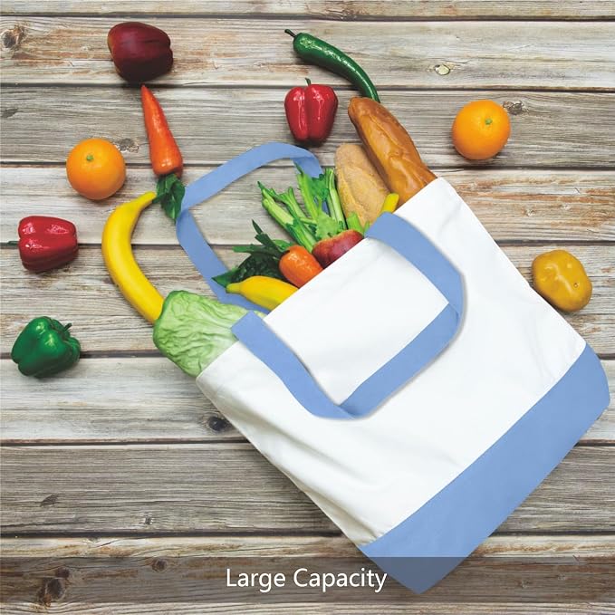 TOPDesign 1-Pack Super Strong Large 12oz Cotton Canvas Tote Bag, Reusable